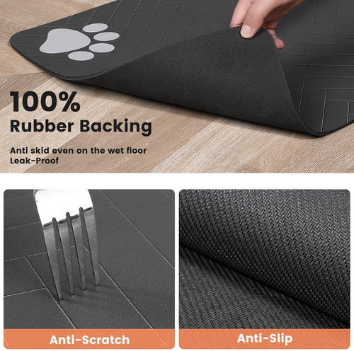 Pet Feeding Mat-Absorbent Pet Placemat for Food and Water Bowl, with Waterproof Rubber Backing, Quick Dry Water Dispenser Mat for Dog and Cat